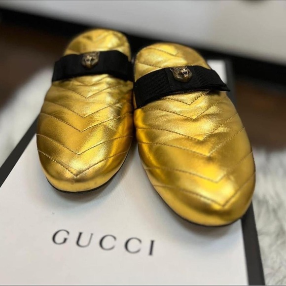 Tiger head bow metallic mules USED - Picture 1 of 1